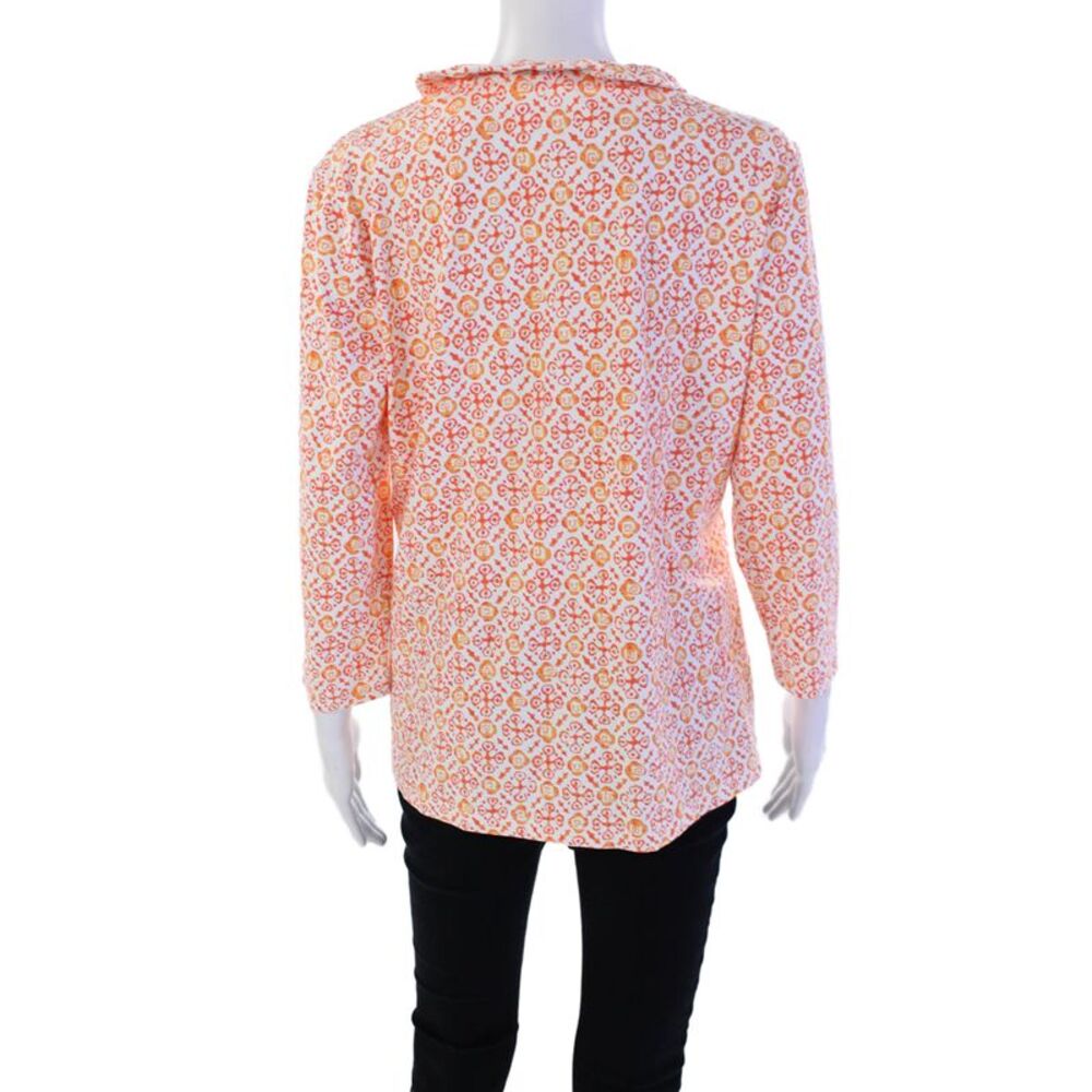J. Mclaughlin Womens Abstract Print V-Neck Long Sleeve Blouse Top Blue Size XL - Picture 10 of 10